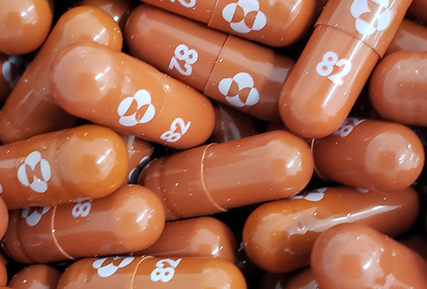 An experimental COVID-19 treatment pill, called molnupiravir and being developed by Merck & Co Inc and Ridgeback Biotherapeutics LP. - Merck & Co/via REUTERS