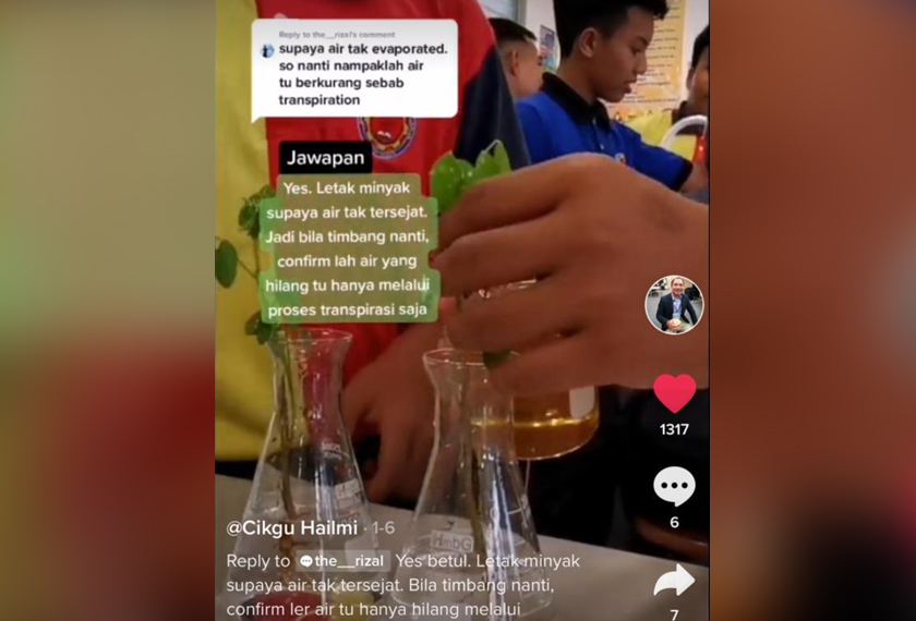 Salah satu video eksperimen yang dimuat oleh Cikgu Hailmi yang mengajar di Sekolah Menengah Kebangsaan Jerlun. - Foto MDEC