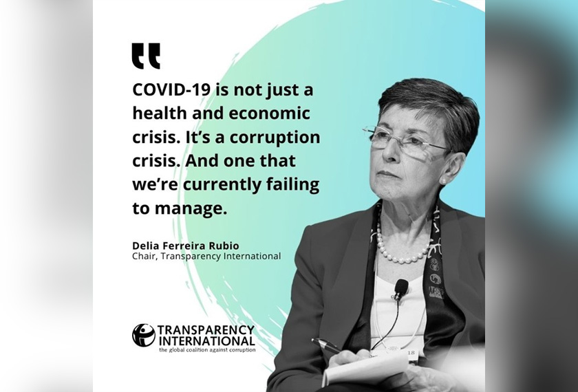 Perkara sama turut diakui oleh Pengerusi Transparency International, Delia Ferreira Rubio. - Foto TI