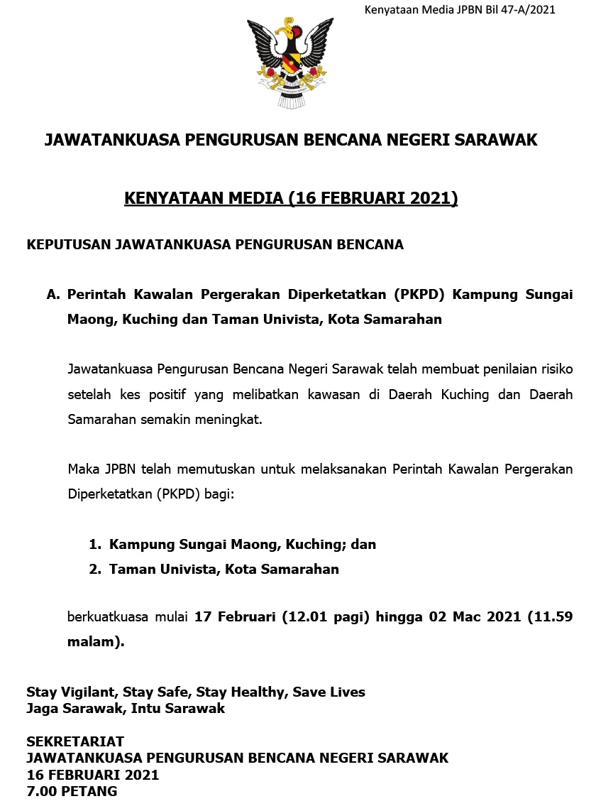 Kenyataan media JPBN Sarawak.