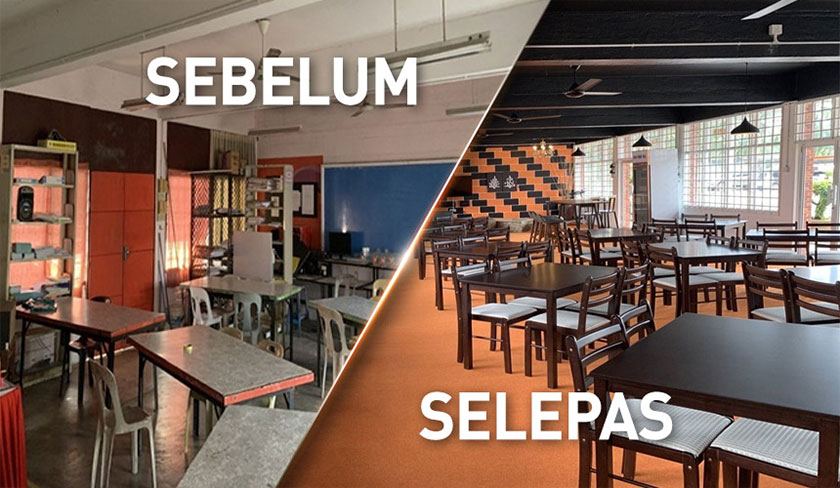 Keadaan bilik Iskandar Digital Area (IDEA) sebelum dan selepas mengalami transformasi.