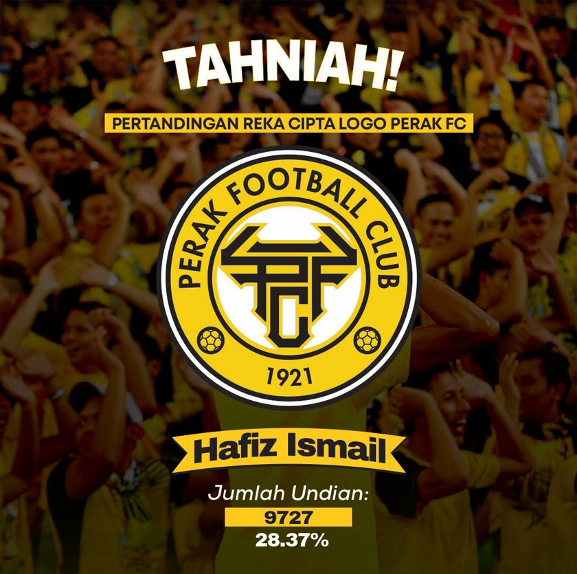 Logo ciptaan Hafiz Ismail berjaya terpilih sebagai logo rasmi Perak FC. - Foto ihsan Facebook Perak TBG