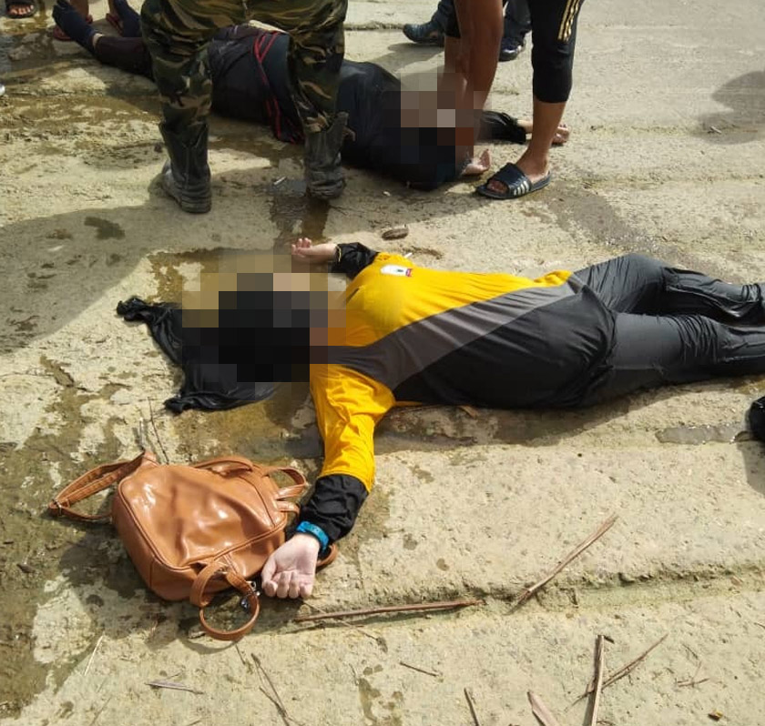 Kelihatan dua mangsa yang dipercayai maut dalam kejadian itu.