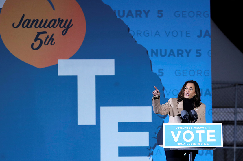 Democrats need to win both seats to force a 50-50 Senate and gain control with Vice President-elect Kamala Harris eventually casting possible tie-breaking votes. REUTERSpic