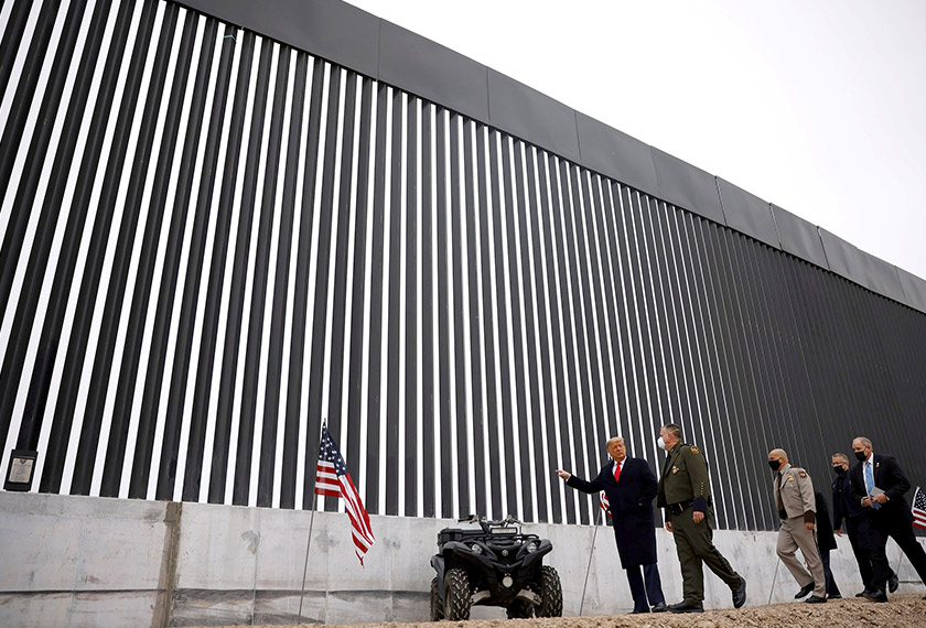 U.S. President Donald Trump visits the U.S.-Mexico border wall, in Alamo, Texas, U.S., January 12, 2021. REUTERS/Carlos Barria 