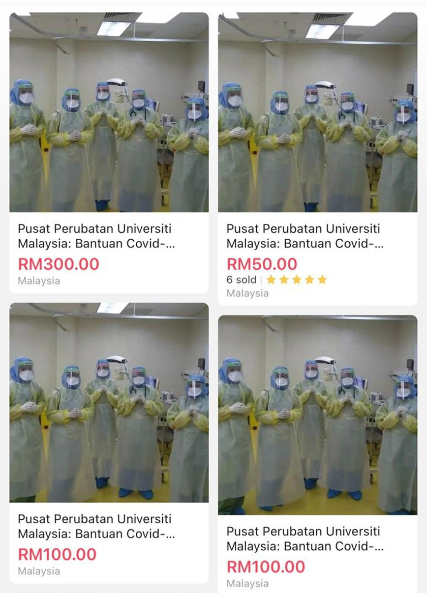 Sumbangan itu bermula daripada RM50 hingga RM500 melalui aplikasi Lazada.