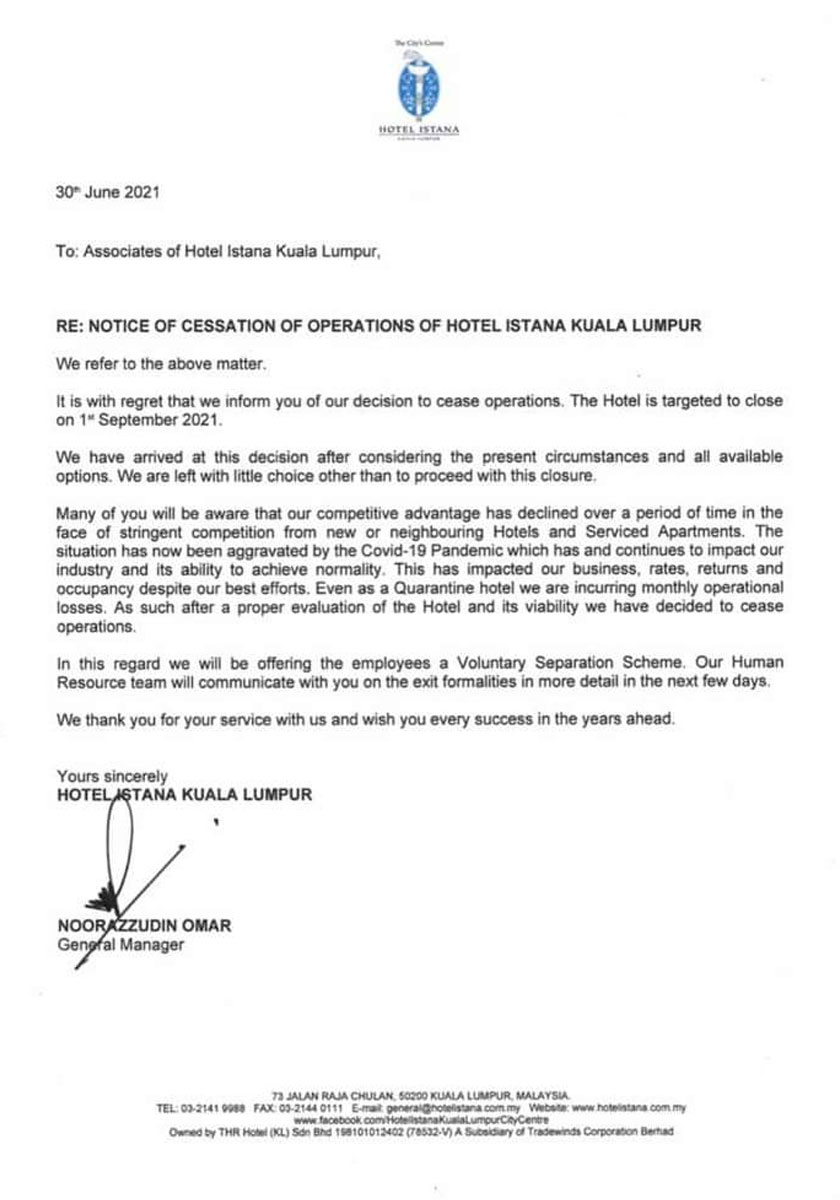 Surat yang ditandatangani oleh Noorazzudin Omar bertarikh 30 Jun