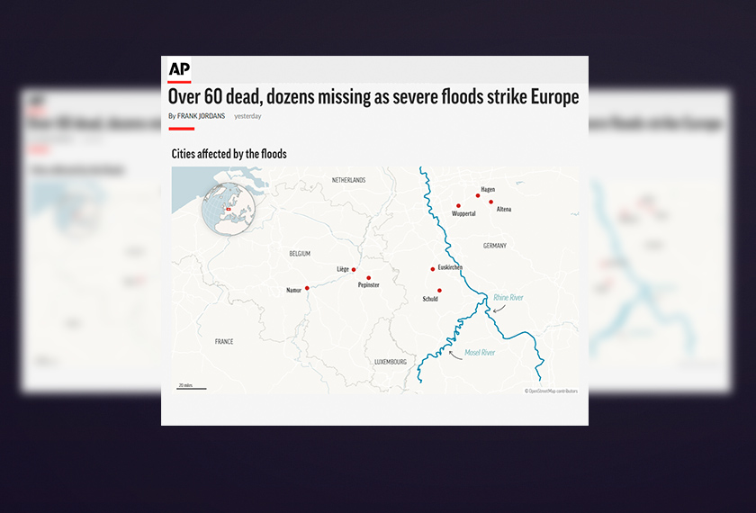 Cities affected by the floods