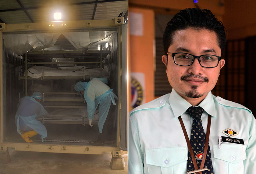 Penolong Pegawai Perubatan Jabatan Perubatan Forensik HSA, Mohd Afiq Ngah, meskipun setiap hari ada kes kematian akibat COVID-19, jenazah pesakit perlu diuruskan segera, selain untuk mengelakkan risiko penularan virus berkenaan.