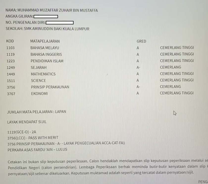 Keputusan SPM Chamack