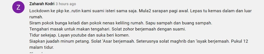 PKP 3.0 turut memberi ruang kepada Zaharah Kodri dan suami mengeratkan lagi hubungan mereka.