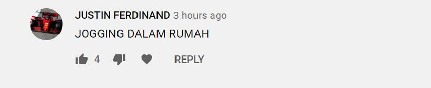 Demi keselamatan, Justin Ferdinand menjalankan aktiviti senaman di rumah
