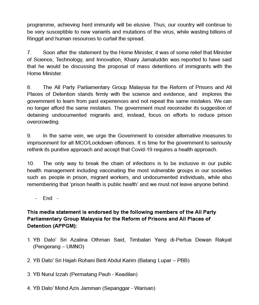 Kumpulan Rentas Parti Parlimen Malaysia (KRPPM), membantah rancangan kerajaan untuk melakukan penahanan warga asing tanpa dokumen sepanjang tempoh sekatan pergerakan penuh.