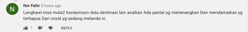 Nor Fatin pula merindui Pulau Langkawi iaitu lokasi berbulan madunya dahulu.