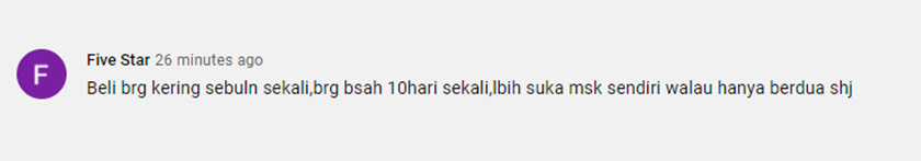 Five Star pula lebih selesa memasak di rumah daripada memesan makanan secara atas talian.