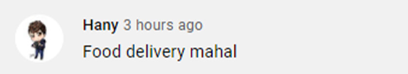 Hany berpendapat penghantaran makanan agak mahal baginya.