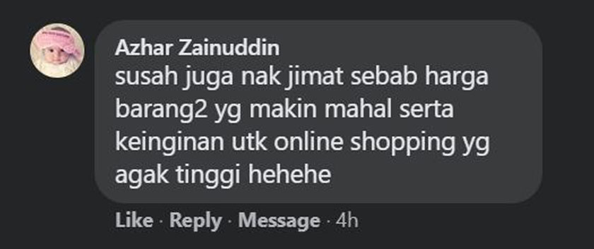 Harga barang yang meningkat menyebabkan kesukaran untuk rakyat berjimat