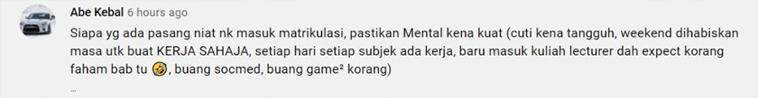 Bakal pelajar matrikulasi perlu bersedia dengan tugasan dan jadual yang padat