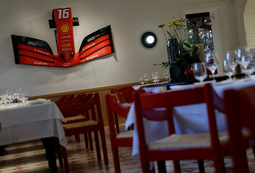 A Ferrari F1 front-end is displayed at the Ferrari's restaurant 'Cavallino' run by Michelin-starred chef Massimo Bottura in Maranello, Italy. REUTERSpic