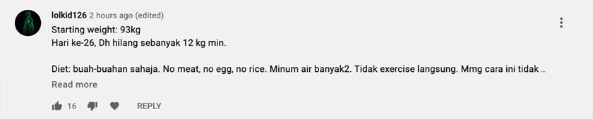 Lolkid126 berkata makan buah-buahan merupakan cara terbaik untuk diet