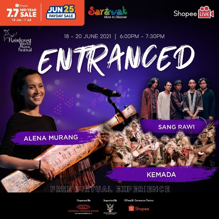 Rainforest World Music Festival 2021 Virtual Experience akan disiarkan melalui Shopee Live dari jam 6 petang, memberikan akses kepada berjuta-juta rakyat di seluruh negara untuk menikmati festival muzik tersebut dari keselesaan rumah mereka. - FOTO Shopee