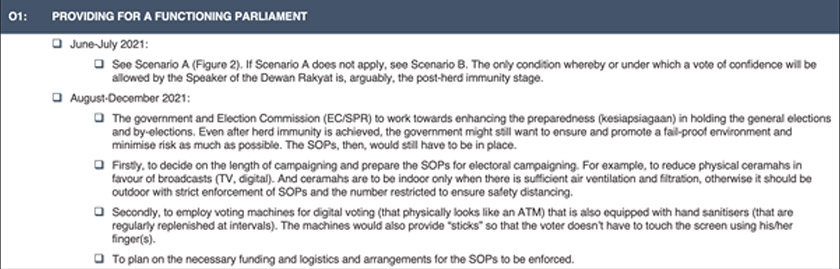 Figure 4. Targets and criteria under the goal of providing a functional Parliament
