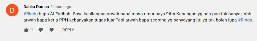 Kerinduan seorang anak terhadap ayah yang telah meninggal dunia