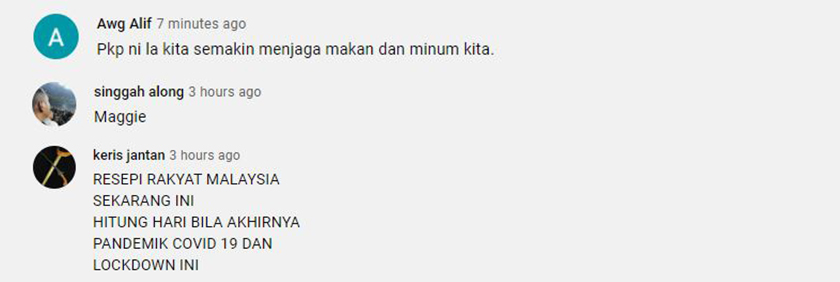 Antara luahan hati pengguna di laman sosial berkenaan persoalan pilihan makanan dalam tempoh PKP 3.0 
