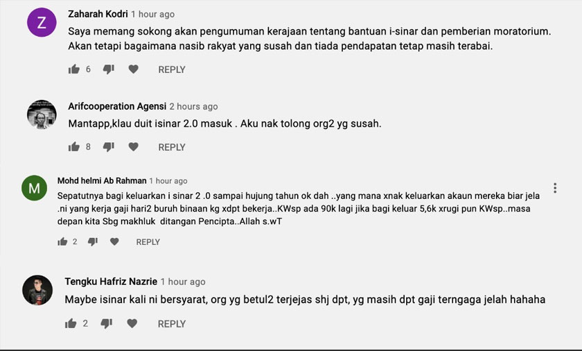 Respon pengguna sosial media di Youtube