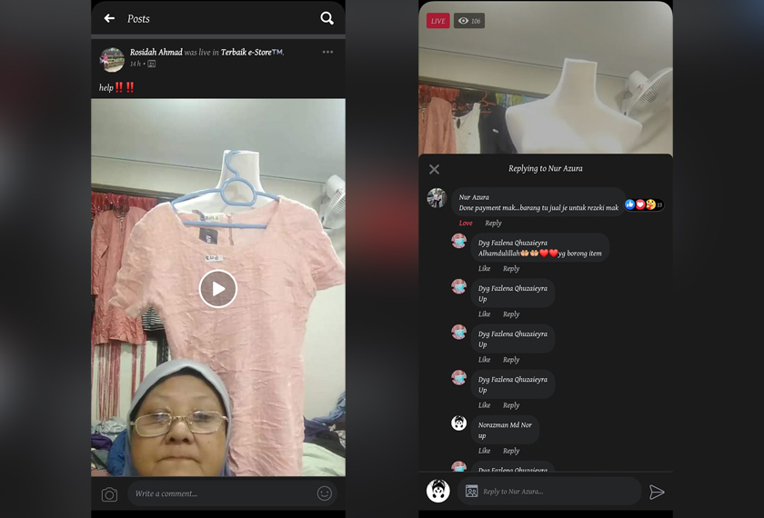 Rosidah Ahmad berniaga dalam talian di Facebook menjual pakaian terpakai hingga pukul 3 pagi