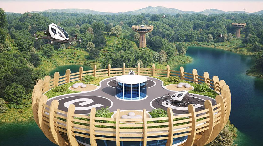 Bahagian atas bumbung setiap menara vertiport akan dilengkapi dengan non-slip panel solar yang mampu menghasilkan tenaga lebih 300 kilowatt setiap hari.