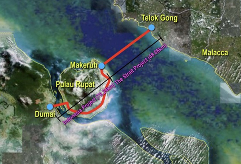 Cadangan jambatan yang akan menghubungkan Malaysia dan Indonesia. - Foto SkyscraperCity