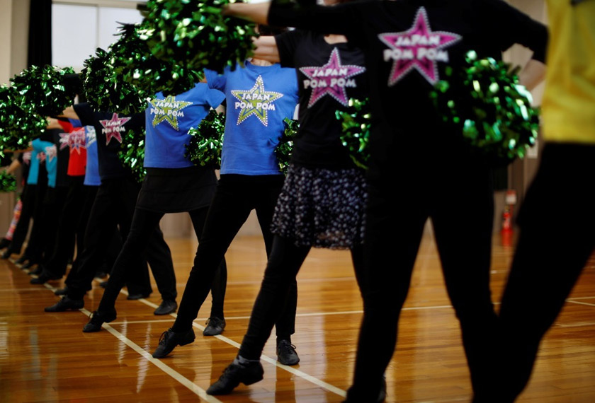 Members of a senior cheer squad called Japan Pom Pom practice a dance routine during a weekly practice session amid the COVID-19 outbreak, in Tokyo, Japan.  REUTERSpic