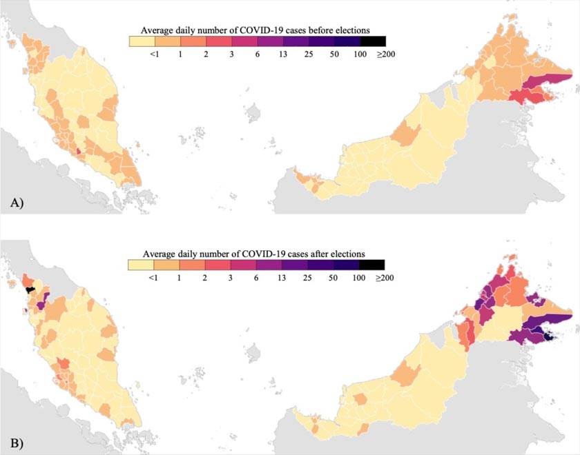 Puratan kes harian COVID-19 sebelum dan selepas PRN Sabah. - journals.plos.org