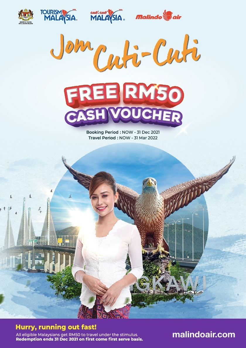 Tempahan baucar diskaun boleh ditempah bermula hari ini hingga 31 Disember 2021. - Gambar Malindo Air