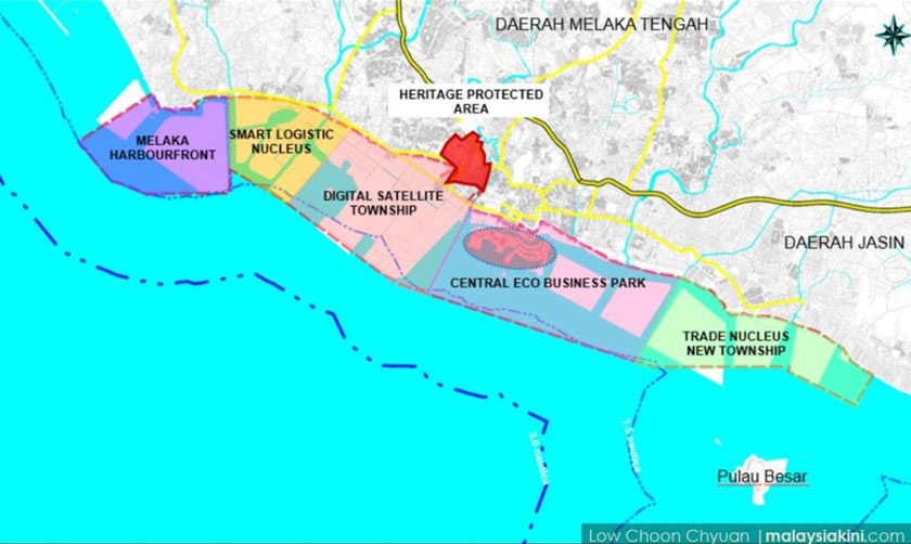 There will be extensive reclamation works covering around half of Melaka’s entire coastline – affecting eight coastal constituencies. - via EMIR Research