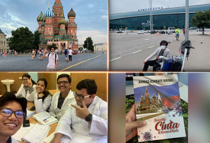 Tema mengenai cinta kepada ilmu perubatan, Covid-19 di Rusia dan segalanya tentang Rusia dimuatkan dalam buku berjudul Senandika Cinta & Korona di Rusia tulisan anak muda bakal doktor, Ahmad Ashraff Haiqal. - Gambar Astro AWANI