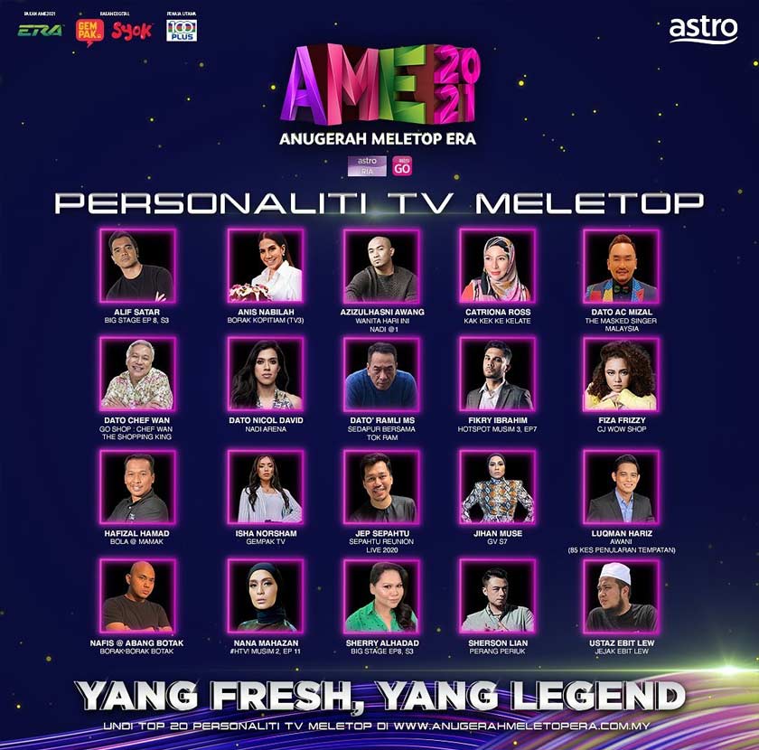 Top 20 kategori Personaliti TV MeleTOP