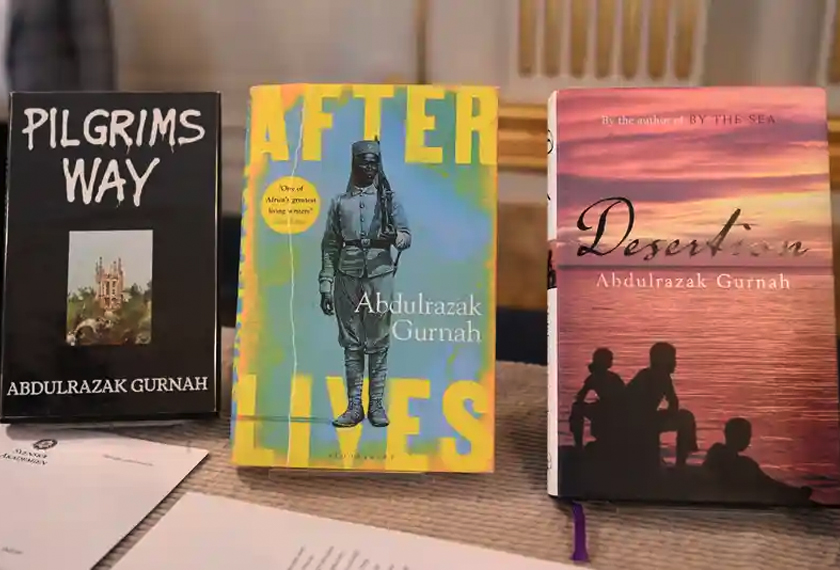 Buku-buku tulisan tulisan AbdulRazak Gurnah mengenai pelarian yang membolehkannya dipilih sebagai pemenang hadiah Nobel Kesusasteraan 2021. - Gambar The Guardian, UK