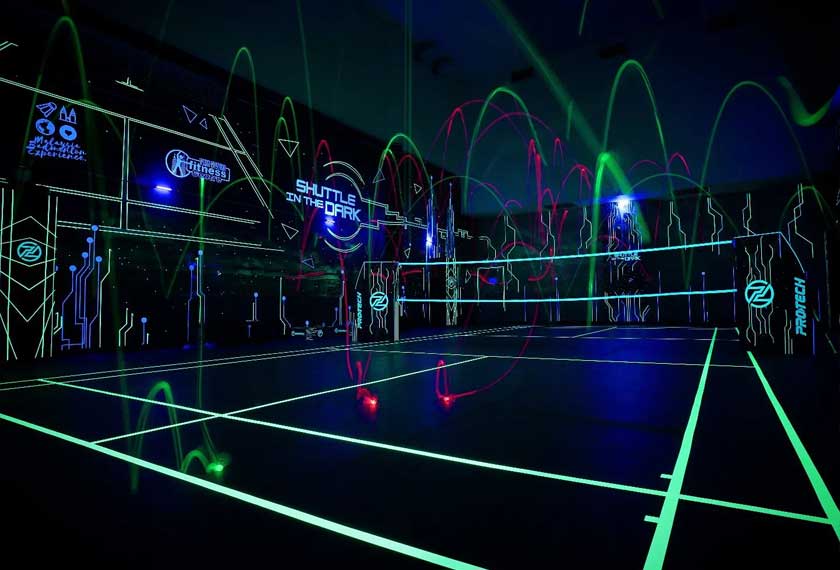 Playing in a futuristic court presents an unusual challenge for athletes as they have to adjust their eyes to the darkness to play, Lee said. - REUTERS