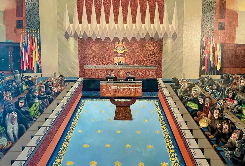 Kelihatan dalam lukisan tersebut individu dipercayai Yang di-Pertua Dewan Rakyat - Foto Facebook Selangor Royal Office