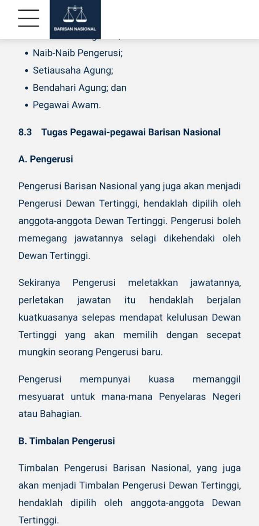 Penganalisis bebas Datuk Saiful Bahar berkata, tidak tertera dalam Perlembagaan BN bahawa Presiden UMNO harus menjadi Pengerusi kepada gabungan parti itu.
