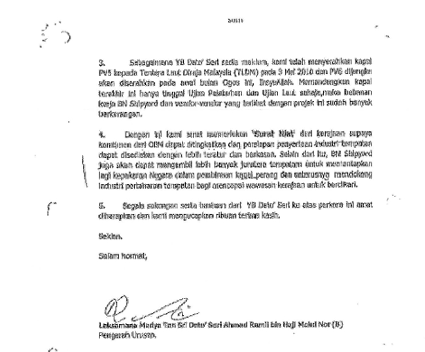 Surat BNS kepada Zahid Hamidi
