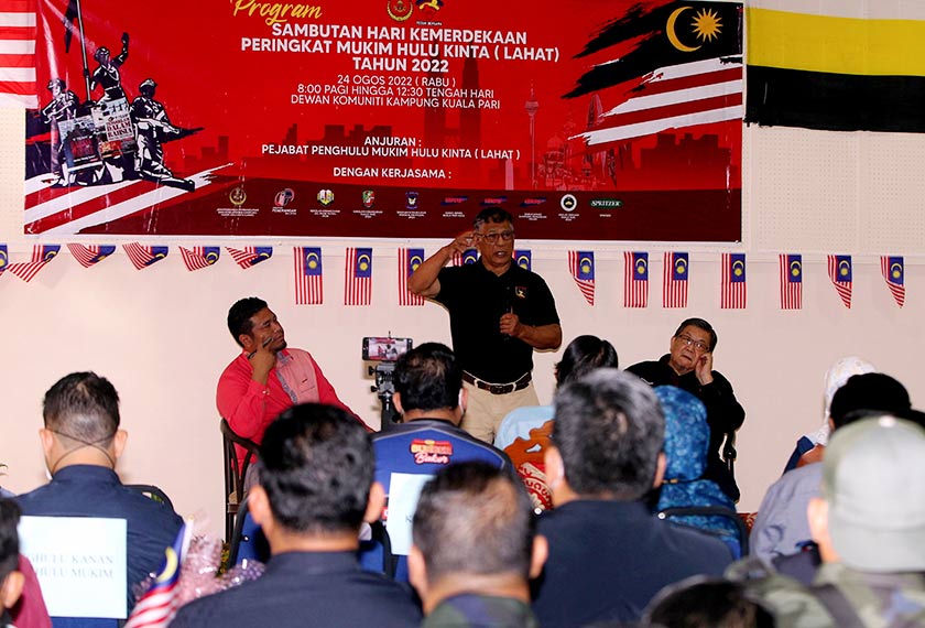  Program Bual Bicara Perjuangan sempena Sambutan Hari Kebangsaan Peringkat Mukim Hulu Kinta di Dewan Komuniti Kampung Kuala Pari. - Bernama