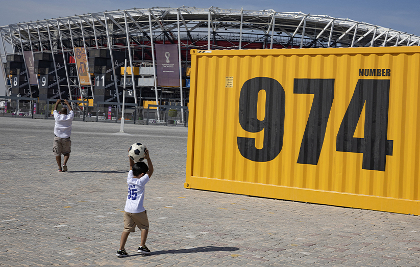 Stadium 974 di daerah Ras Abu Aboud, Doha yang menjadi antara venue Piala Dunia Qatar 2022.