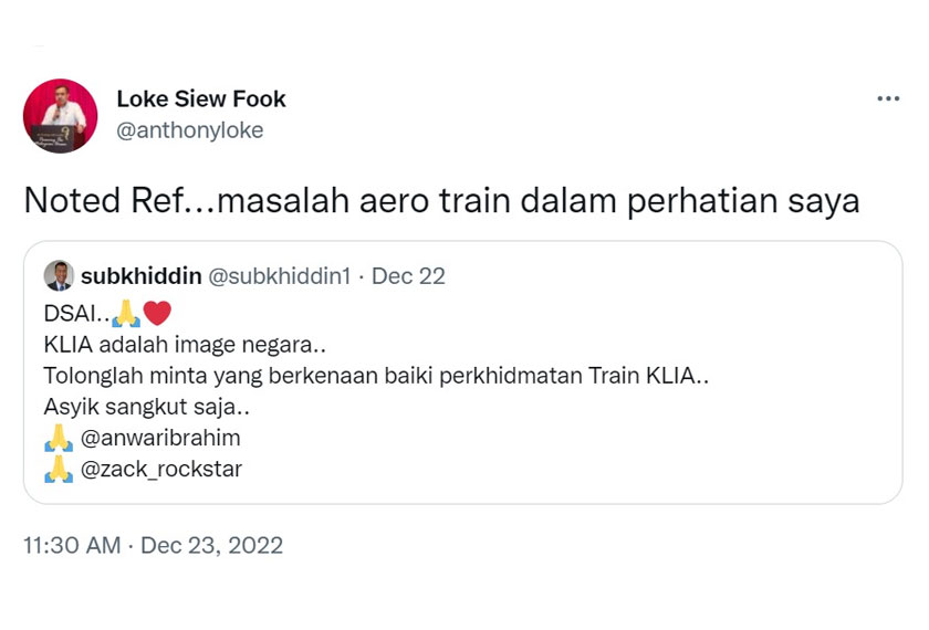 Kredit: Twitter Anthony Loke