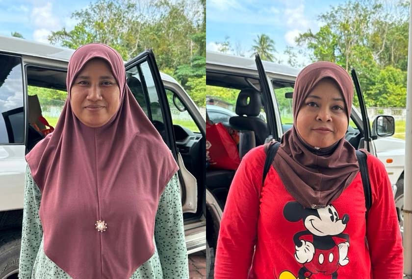 Wardianita Mamat (kiri) dan Sakinah Yaacob (kanan) berasa lega apabila air banjir di rumah mereka surut dan kini pulang untuk proses pembersihan - Astro AWANI