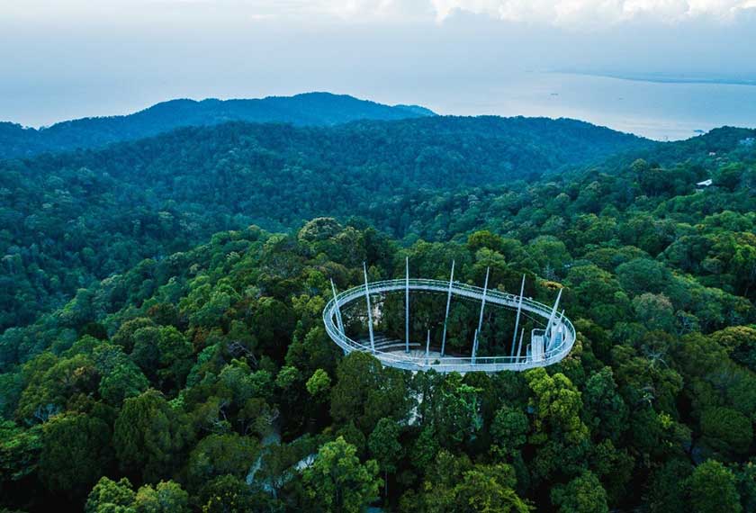 Curtis Crest Tree Top Walk yang terletak di dalam The Habitat Penang Hill merupakan platform tertinggi di sini dan boleh diakses oleh orang ramai.