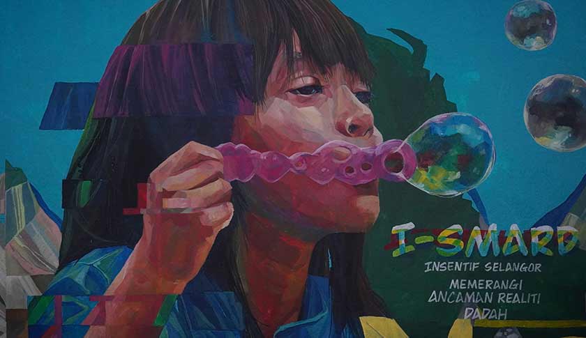 Lukisan mural dihasilkan Insentif Selangor Memerangi Ancaman Dadah (I-SMARD) terletak di bahagian sebelum lorong masuk ruang lobi di hadapan parkir kereta tingkat bawah. --fotoBERNAMA