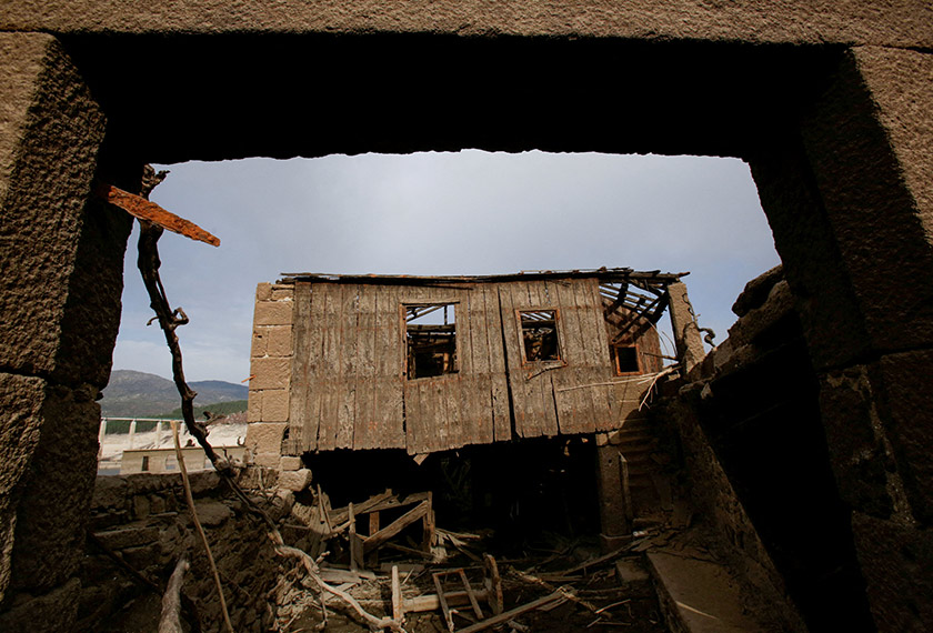 The ancient village of Aceredo that had been submerged by Limia river in the 1990s after the dam was built in Concello de Lobios, Spain, February 10, 2022. Picture taken February 10, 2022. REUTERS/Miguel Vidal 